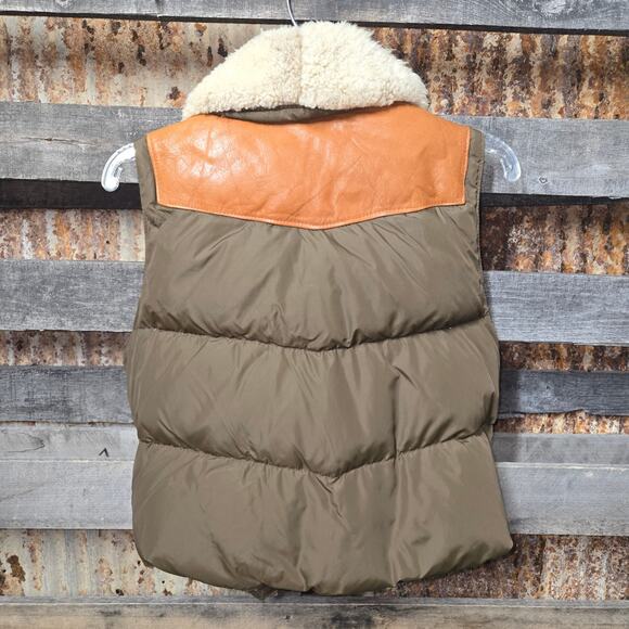 Down by Schott Leather Vest Shearling Collar Size 14 Made USA VTG - Picture 2 of 13